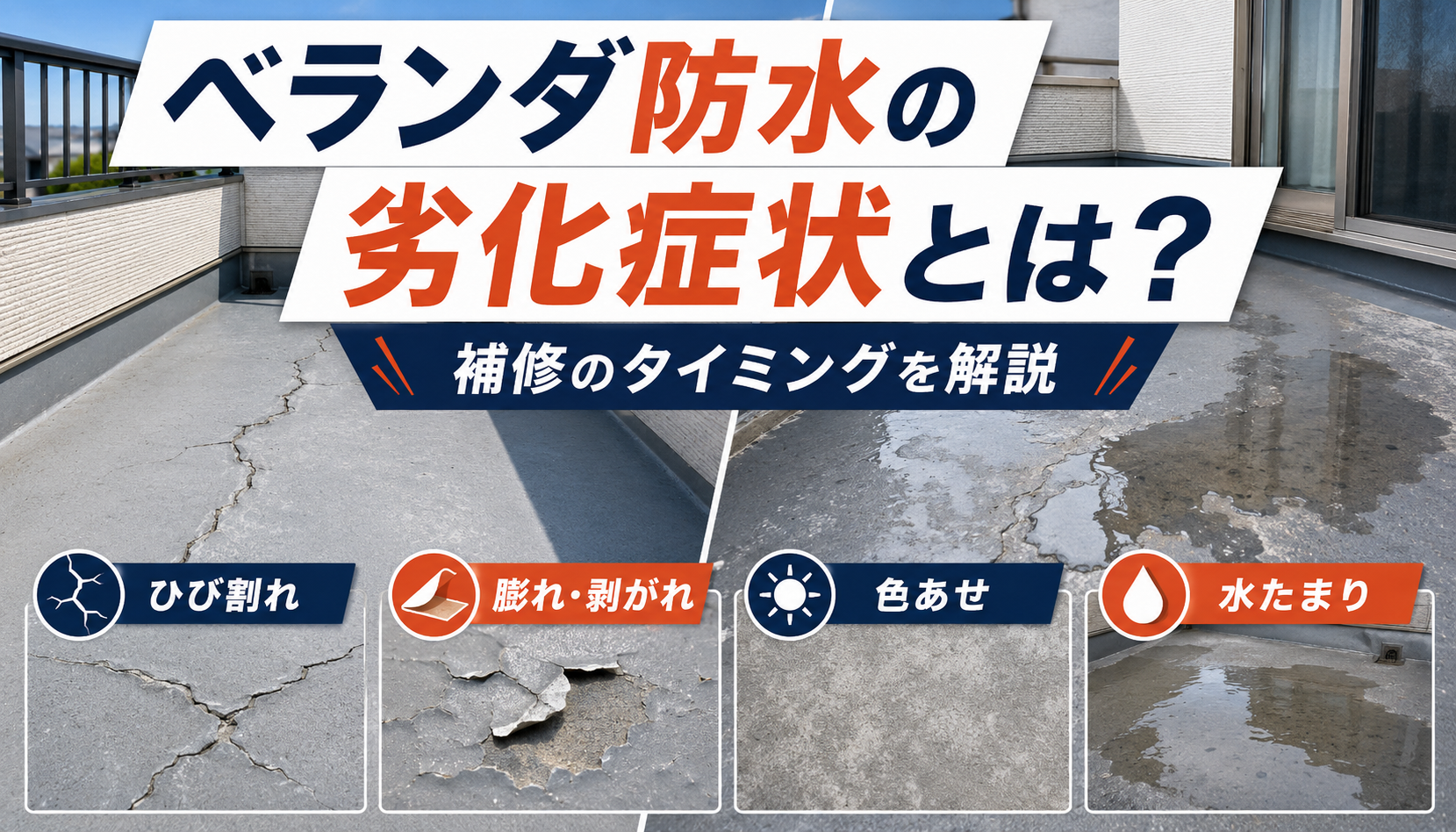 ベランダ防水の劣化症状とは？