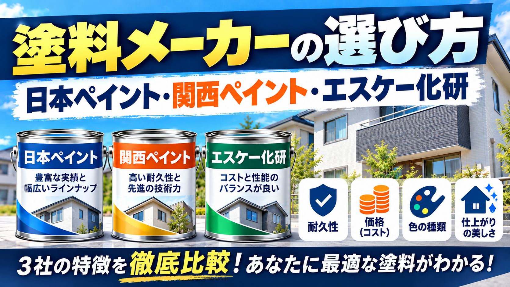 塗料メーカー3社の違いと選び方