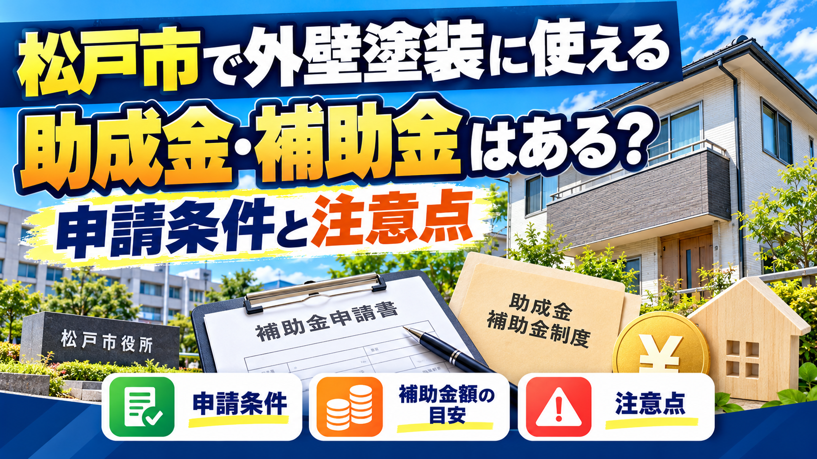 松戸市の外壁塗装助成金・補助金の注意点