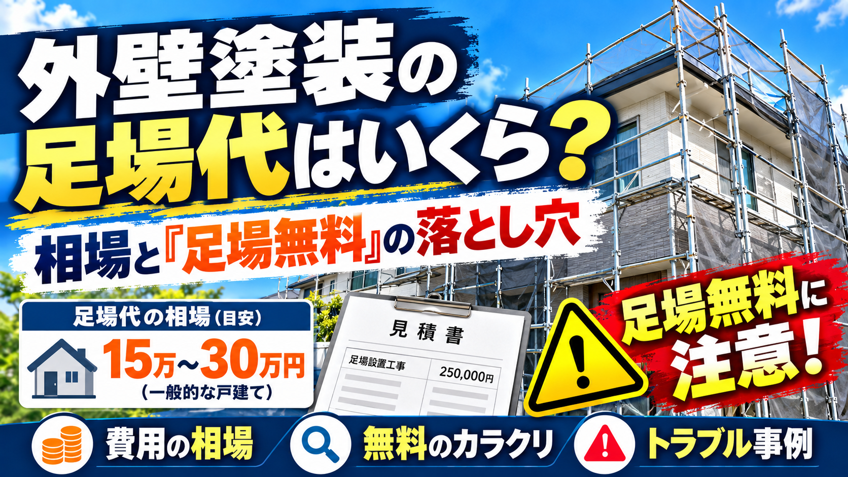 外壁塗装の足場代の相場と足場無料の注意点