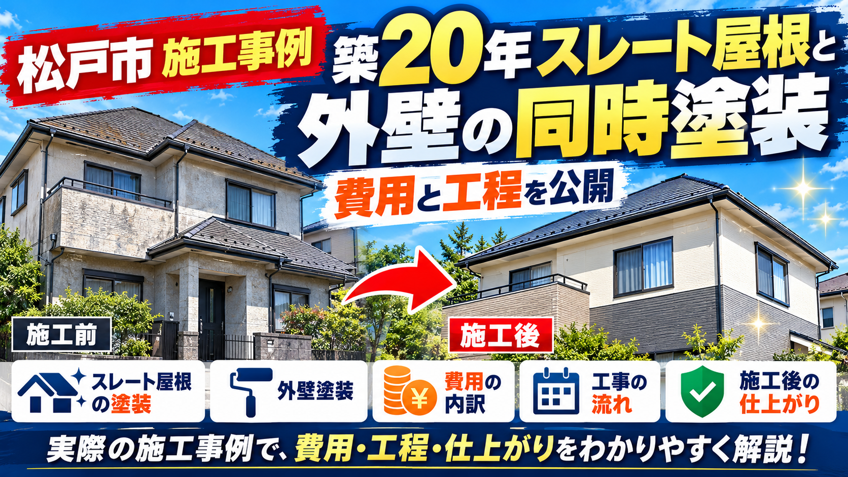 築20年の外壁と屋根の同時塗装事例